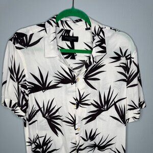 All Saints Standard Fit White Palm Resort Shirt